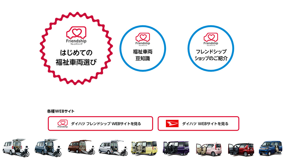 “福祉車両の強みをデジタルで伝える。” フレンドシップ 公式サイト & デジタルサイネージコンテンツ